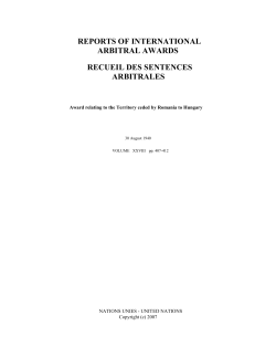 Award relating to the Territory ceded by Romania to Hungary