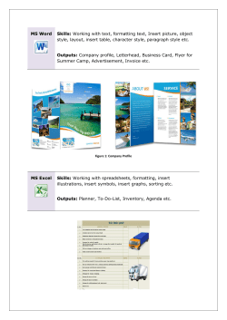 MS Word Skills: Working with text, formatting text, Insert