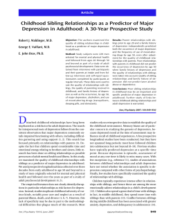 Childhood Sibling Relationships as a Predictor of Major Depression