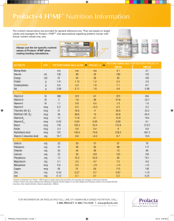 Prolact+4 H2MF® Nutrition Information