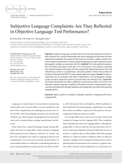 Subjective Language Complaints: Are They Reflected in Objective