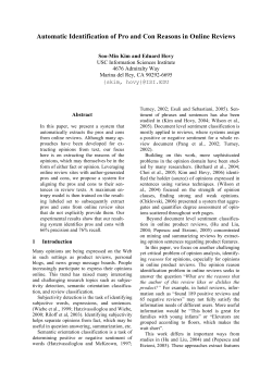 Automatic Identification of Pro and Con Reasons in Online Reviews