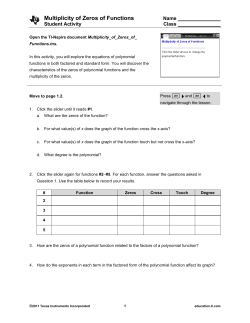 Multiplicity of Zeros of Functions - TI Education