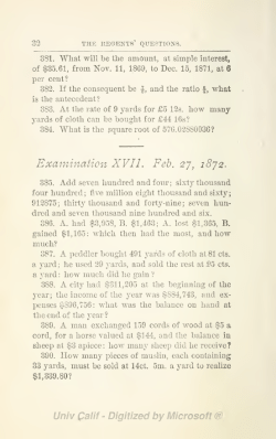 The Regents` questions, from the first examination in 1866