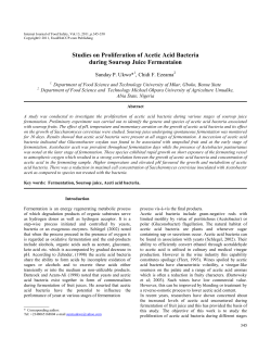 Studies On Proliferation Of Acetic Acid Bacteria During