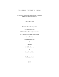 Demonstrative Knowledge and Epistemic Continuity In Aristotle`s