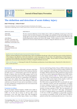 The definition and detection of acute kidney injury