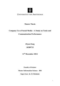 Master Thesis Company Use of Social Media&mdash;A Study - UvA-DARE