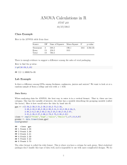 ANOVA Calculations in R