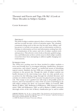 Thesauri and Facets and Tags, Oh My! A Look at Three Decades in