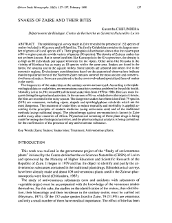 SNAKES OF ZAIRE AND THEIR BITES