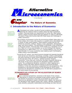 I Introduction to the Nature of Economics