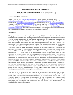 INTERNATIONAL SPINAL CORD INJURY DATA SETS