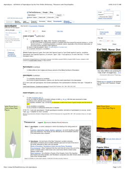 Apocalpyse - definition of Apocalpyse by the