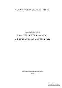 a waiter`s work manual at restaurang käringsund