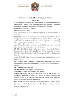 Page | 1 An Annex of a Limited Term Employment Contract