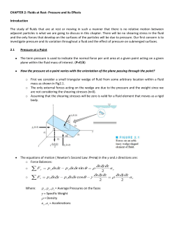 CHAPTER 2: Fluids at Rest- Pressure and its Effects