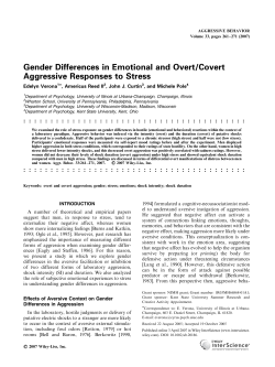 Gender differences in emotional and overt/covert aggressive