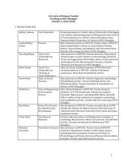 1 Overview of Primary Faculty Teaching at NYU Shanghai October 1