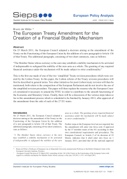The European Treaty Amendment for the Creation of a