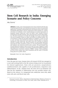 Stem Cell Research in India - Research and Information System for