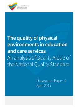 Quality Area 3: Physical environments