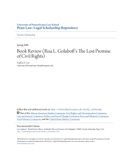 Risa L. Goluboff`s The Lost Promise of Civil Rights