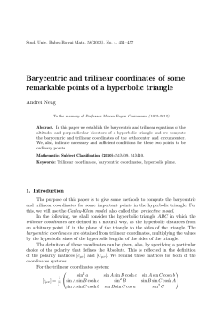 Barycentric and trilinear coordinates of some remarkable points of a