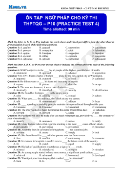 &ocirc;n tập ngữ ph&aacute;p cho kỳ thi thptqg &ndash; p10 (practice test 4)