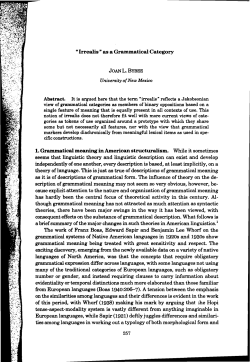 "Irrealis" as a Grammatical Category 1. Grammatical meaning in