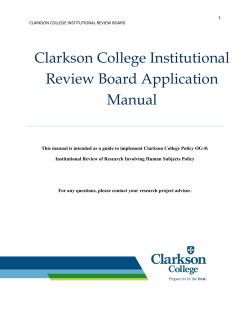 Clarkson College Institutional Review Board Application Manual