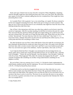 PETER Some years ago a friend wrote an essay from the viewpoint