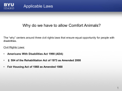 Applicable Laws Why do we have to allow Comfort Animals?