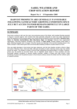 SAHEL WEATHER AND CROP SITUATION REPORT