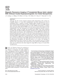 Magnetic Resonance Imaging of Transplanted Mouse Islets Labeled