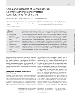 Coma and Disorders of Consciousness: Scientific Advances and