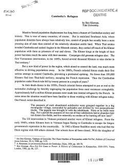 by Ben Kieman, Yale University. Cambodia`s Refugees