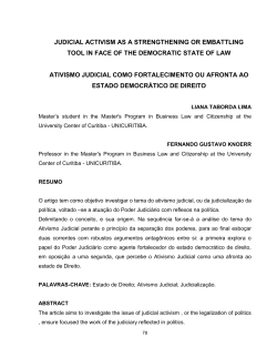 Ativismo e Hipertrofia Judicial - Portal de Revistas do UNICURITIBA