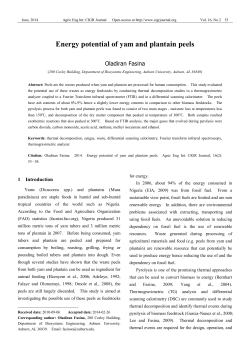 Energy potential of yam and plantain peels