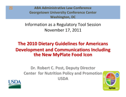 The 2010 Dietary Guidelines for Americans Development and