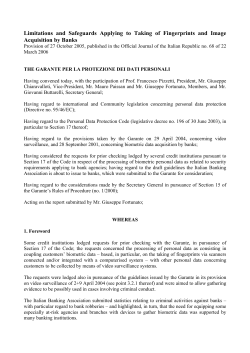 Limitations and Safeguards Applying to Taking of Fingerprints and