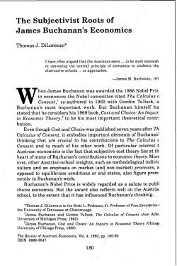 The Subjectivist Roots of James Buchanan`s Economics