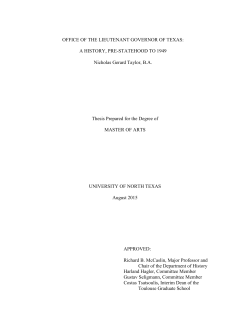 Office of the Lieutenant Governor of Texas: A History, Pre