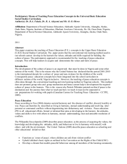 Participatory Means of Teaching Peace Education Concepts in the