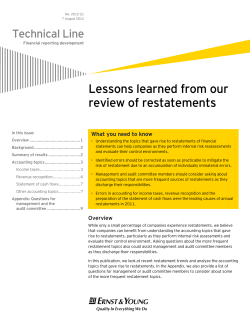 Technical Line: Lessons learned from our review of restatements