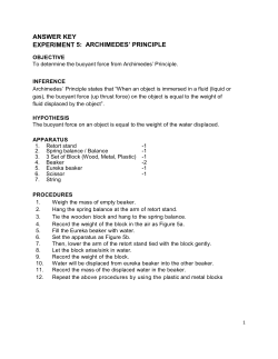 ANSWER KEY EXPERIMENT 5: ARCHIMEDES` PRINCIPLE
