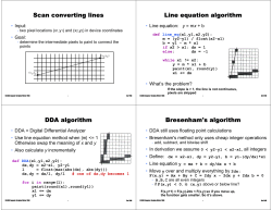 Scan converting lines Line equation algorithm DDA