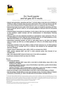 Eni: fourth quarter and full year 2015 results
