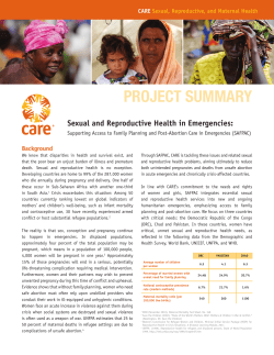 Sexual and Reproductive Health in Emergencies
