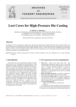 Lost Cores for High-Pressure Die Casting